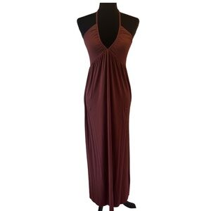 Elegant The Drop Warm Brown Halter Maxi Dress Size S.